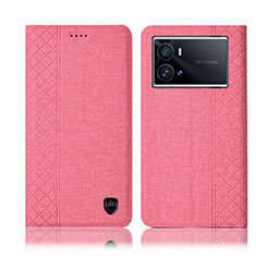 Cloth Case Stands Flip Cover H12P for Vivo iQOO 9 Pro 5G Pink