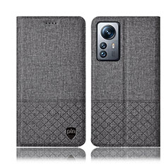 Cloth Case Stands Flip Cover H12P for Xiaomi Mi 12 Pro 5G Gray