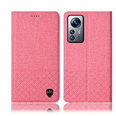 Cloth Case Stands Flip Cover H12P for Xiaomi Mi 12 Pro 5G Pink