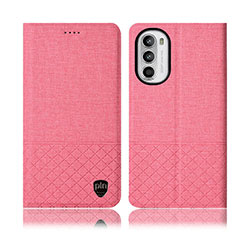 Cloth Case Stands Flip Cover H13P for Motorola Moto Edge (2022) 5G Pink