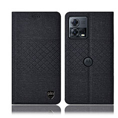 Cloth Case Stands Flip Cover H13P for Motorola Moto Edge 30 Fusion 5G Black