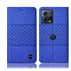 Cloth Case Stands Flip Cover H13P for Motorola Moto Edge 30 Fusion 5G Blue