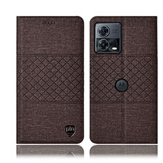 Cloth Case Stands Flip Cover H13P for Motorola Moto Edge 30 Fusion 5G Brown