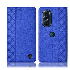 Cloth Case Stands Flip Cover H13P for Motorola Moto Edge 30 Pro 5G Blue