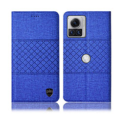Cloth Case Stands Flip Cover H13P for Motorola Moto Edge 30 Ultra 5G Blue