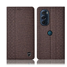 Cloth Case Stands Flip Cover H13P for Motorola Moto Edge Plus (2022) 5G Brown