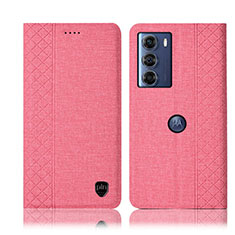 Cloth Case Stands Flip Cover H13P for Motorola Moto Edge S30 5G Pink