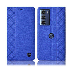 Cloth Case Stands Flip Cover H13P for Motorola Moto G200 5G Blue