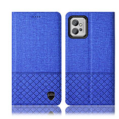 Cloth Case Stands Flip Cover H13P for Motorola Moto G32 Blue