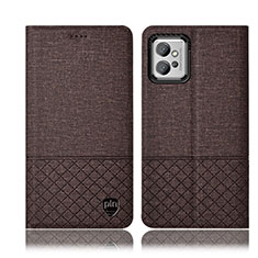 Cloth Case Stands Flip Cover H13P for Motorola Moto G32 Brown