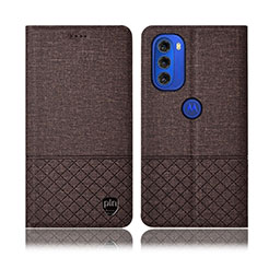 Cloth Case Stands Flip Cover H13P for Motorola Moto G51 5G Brown