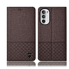 Cloth Case Stands Flip Cover H13P for Motorola MOTO G52 Brown