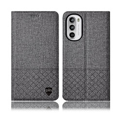 Cloth Case Stands Flip Cover H13P for Motorola MOTO G52 Gray