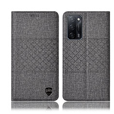 Cloth Case Stands Flip Cover H13P for Oppo A53s 5G Gray