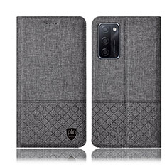 Cloth Case Stands Flip Cover H13P for Oppo A55S 5G Gray