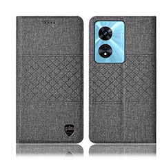 Cloth Case Stands Flip Cover H13P for Oppo A58x 5G Gray