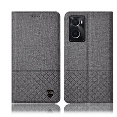 Cloth Case Stands Flip Cover H13P for Oppo A76 Gray