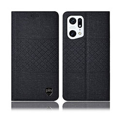 Cloth Case Stands Flip Cover H13P for Oppo Find X5 5G Black