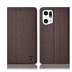 Cloth Case Stands Flip Cover H13P for Oppo Find X5 5G Brown