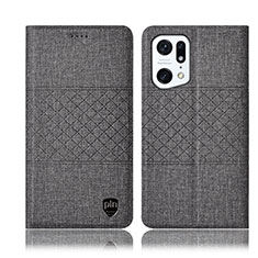 Cloth Case Stands Flip Cover H13P for Oppo Find X5 5G Gray