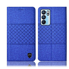 Cloth Case Stands Flip Cover H13P for Oppo Reno6 5G Blue