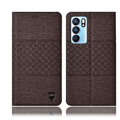 Cloth Case Stands Flip Cover H13P for Oppo Reno6 5G Brown