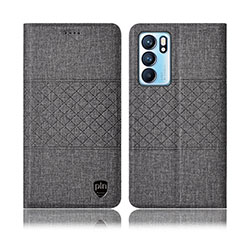 Cloth Case Stands Flip Cover H13P for Oppo Reno6 5G Gray
