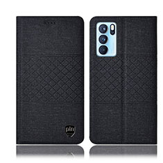 Cloth Case Stands Flip Cover H13P for Oppo Reno6 Pro 5G India Black