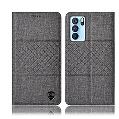 Cloth Case Stands Flip Cover H13P for Oppo Reno6 Pro 5G India Gray