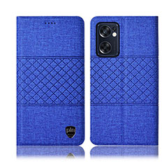 Cloth Case Stands Flip Cover H13P for Oppo Reno7 SE 5G Blue