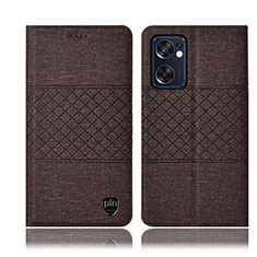Cloth Case Stands Flip Cover H13P for Oppo Reno7 SE 5G Brown
