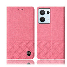 Cloth Case Stands Flip Cover H13P for Oppo Reno8 5G Pink