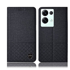 Cloth Case Stands Flip Cover H13P for Oppo Reno8 Pro 5G Black