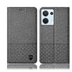 Cloth Case Stands Flip Cover H13P for Oppo Reno9 Pro 5G Gray