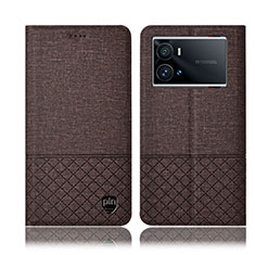 Cloth Case Stands Flip Cover H13P for Vivo iQOO 9 5G Brown