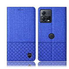 Cloth Case Stands Flip Cover H14P for Motorola Moto Edge 30 Fusion 5G Blue
