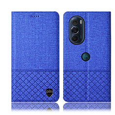 Cloth Case Stands Flip Cover H14P for Motorola Moto Edge 30 Pro 5G Blue