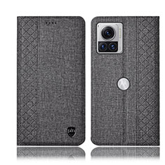Cloth Case Stands Flip Cover H14P for Motorola Moto Edge 30 Ultra 5G Gray