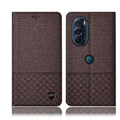 Cloth Case Stands Flip Cover H14P for Motorola Moto Edge Plus (2022) 5G Brown