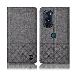 Cloth Case Stands Flip Cover H14P for Motorola Moto Edge Plus (2022) 5G Gray
