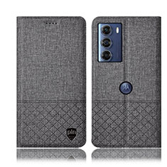 Cloth Case Stands Flip Cover H14P for Motorola Moto G200 5G Gray