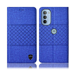 Cloth Case Stands Flip Cover H14P for Motorola Moto G31 Blue