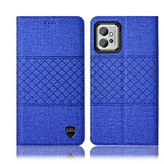 Cloth Case Stands Flip Cover H14P for Motorola Moto G32 Blue