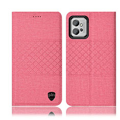 Cloth Case Stands Flip Cover H14P for Motorola Moto G32 Pink