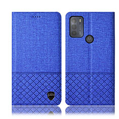 Cloth Case Stands Flip Cover H14P for Motorola Moto G50 Blue