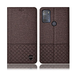 Cloth Case Stands Flip Cover H14P for Motorola Moto G50 Brown