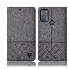 Cloth Case Stands Flip Cover H14P for Motorola Moto G50 Gray