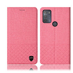 Cloth Case Stands Flip Cover H14P for Motorola Moto G50 Pink