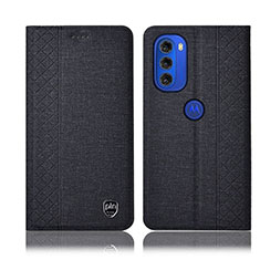 Cloth Case Stands Flip Cover H14P for Motorola Moto G51 5G Black