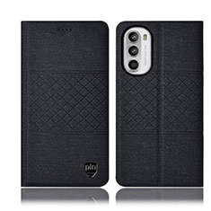 Cloth Case Stands Flip Cover H14P for Motorola MOTO G52 Black